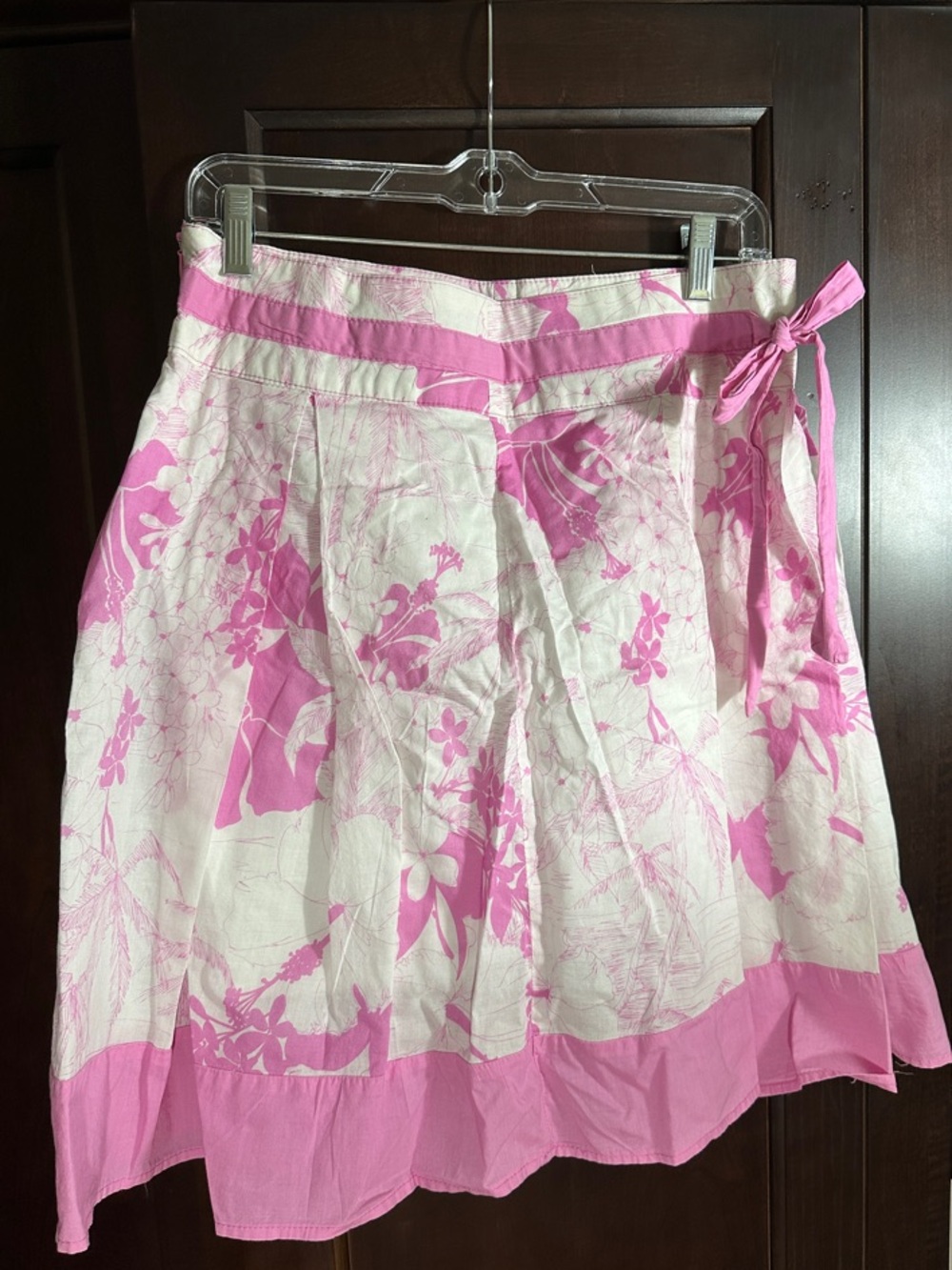 Women's Pink Floral Tie-Waist Skirt